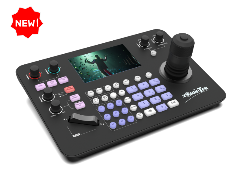 PTZ摄像机控制键盘，支持多协议遥控操作，适用于会议、直播与广播系统